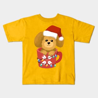 Cute Puppy In A Cup | Merry Christmas Kids T-Shirt